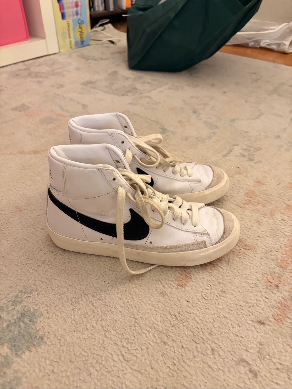 Nike White and Black High-Top Swoosh Sneakers